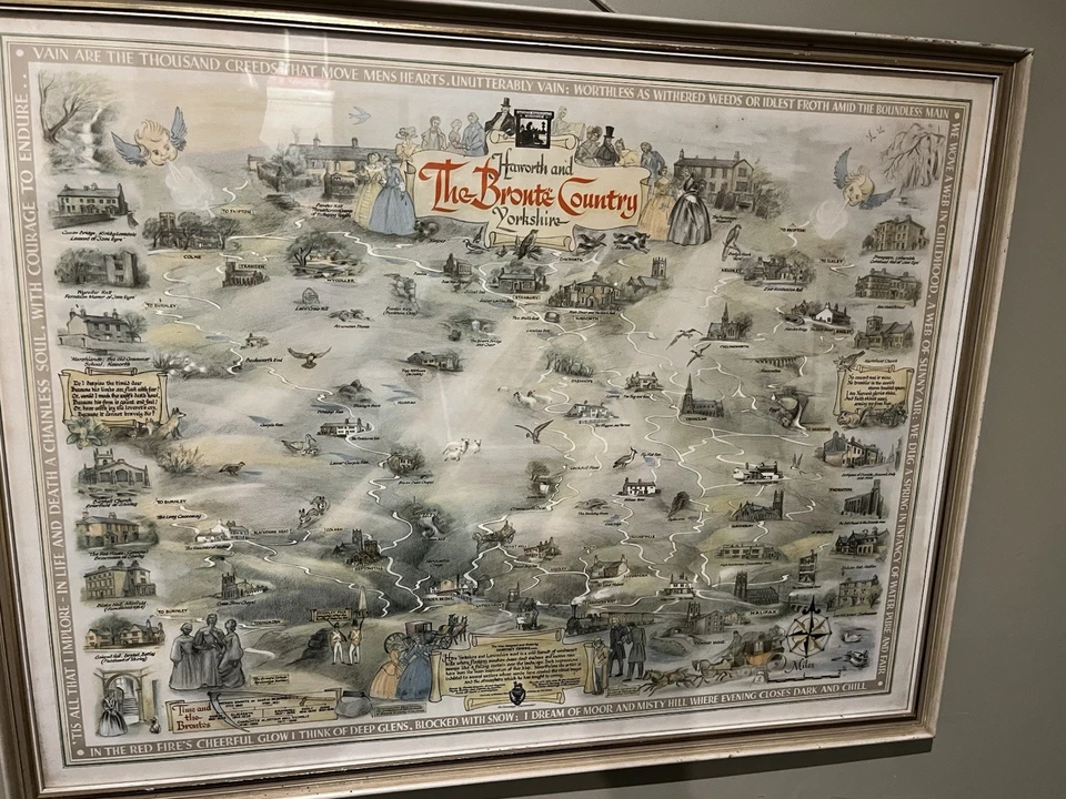 Rare” Haworth and the Brontë Country" pictorial map by Geoffrey Coning - Image 1 of 4