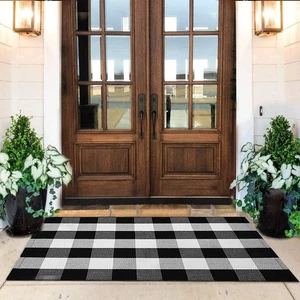 Cotton Buffalo Check Rug 27.5 x 43 Inches, Buffalo Plaid Rug, Washable Hand-W... - Picture 1 of 6