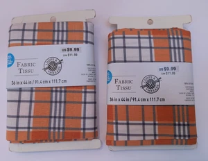LOT of 2 Loops & Threads Fabric 36”x44” Cotton Halloween Fall Plaid Orange Black - Picture 1 of 7