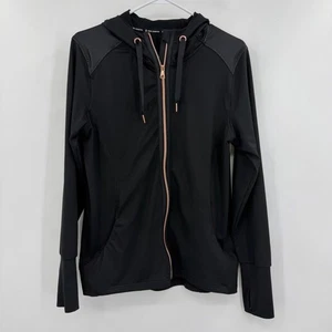 Free Country schwarzer sportlicher Hoodie mit roségoldenen Hardware Daumenlöchern Größe M - Bild 1 von 3