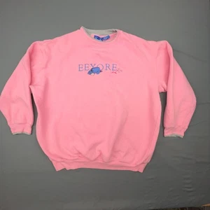Vintage Disney Eeyore Sweatshirt Pink Womens XL Pooh Crewneck 80s/90s Style - Picture 1 of 7