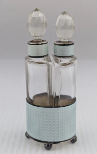 Supporto per caddy in argento sterling con 2 bottiglie di profumo in vetro con tappi Germania - Foto 1 di 12