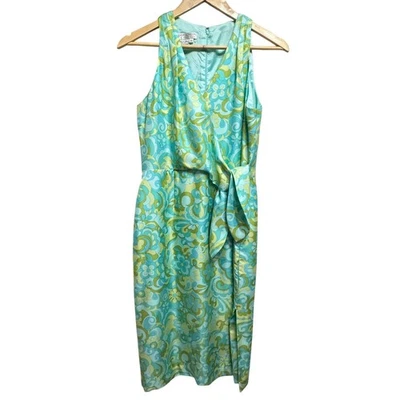 Vintage Maggy London Silk Retro Midi Floral Dress Womens 12P Pastel 50s Sheath - Image 1 of 4