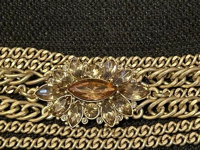"Pulsera gruesa de 7"" nueva de Lote Antiguo Ann Taylor Tono Dorado Multi Cadena con Estrás" Foto 1 de 4