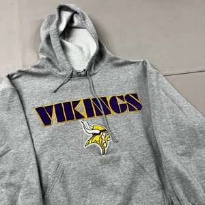 Vintage 2000's Majestic Minnesota Vikings Gray Pullover Hoodie Baggy L - Bild 1 von 10