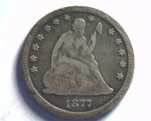 1877-CC SEATED LIBERTY QUARTER FINE / VERY FINE F/VF NICE ORIGINAL BOBS COINS - Picture 1 of 2