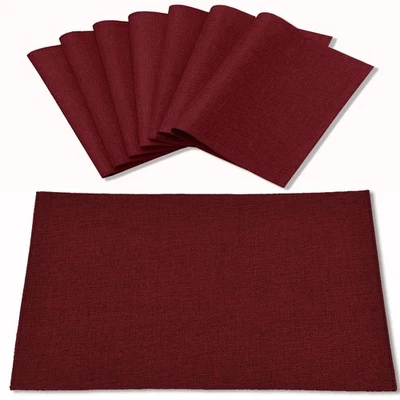 Cloth Burgundy Placemats Set of 8, Linen Type Fabric Placemats Machine Washab... - Image 1 of 4