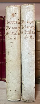 Saverio Bettinelli Risorgimento d'Italia + Elogio del Petrarca Bassano 1786 2vol - Immagine 1 di 4
