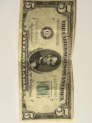 Nota de 5 dólares 1950 série B - Imagem 1 de 2