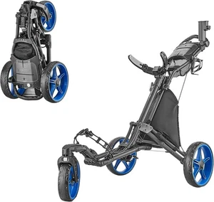 Caddytek Unisex Caddylite One - Swivel V8 -3 Wheels Push Cart Trolley-Blue - Picture 1 of 14