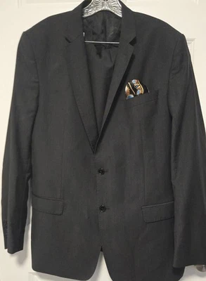VERSACE Black 2 Pc Suit Jacket Pants 56 Single Breasted Blazer Sharp - Image 1 of 4