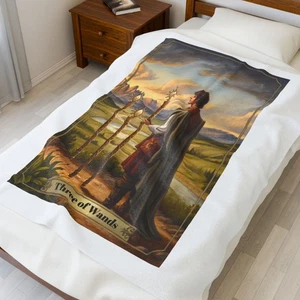 Tres de Bastos Cartas del Tarot Astrología Adivinación Peluche Manta Lanzamiento Suave - Imagen 1 de 14