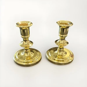 "2 soportes para candelabros cónicos de latón Baldwin de 4"" de colección"  - Imagen 1 de 3