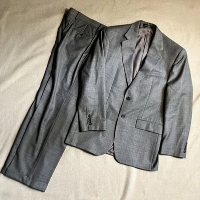 Chaps Suit Mens 40R Gray 2 Button 100% Wool Pants 33x30 Pleated Front Solid - Image 1 of 4