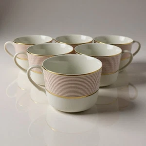 Raynaud Limoges CRINOLINE PINK France Porcelain FLAT CUP Set Of 6 - Picture 1 of 8