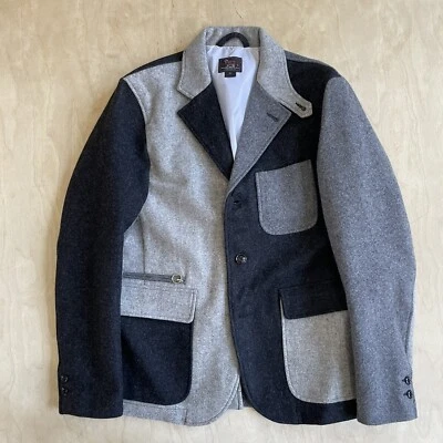 Chaqueta Blazer Woolrich Woolen Mills Daiki Suzuki Melton Lana Bloque de Color Gris M Foto 1 de 4