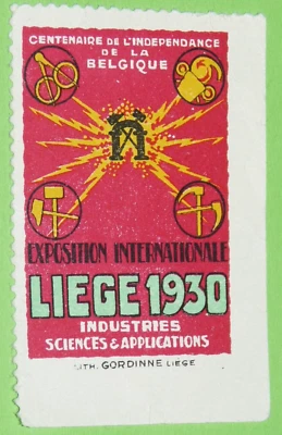 CINDERELLA TIMBRE 1930 EXPOSITION LIEGE CENTENAIRE INDEPENDANCE BELGIQUE BELGIË - Photo 1/2