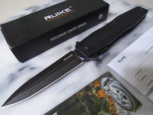 Ruike Ball Bearing Pivot Dagger Pocket Knife D2 Black G10 P188-B Safety Lock New - Picture 1 of 8