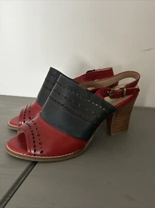 Zola Colourful leather Strappy sandals Heels Size 39 Red Grey - Picture 1 of 15
