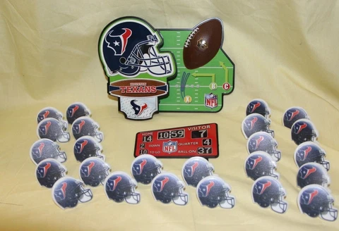 The NFL Houston Texans  (24) Cupcake Rings & Cake Topper Cover