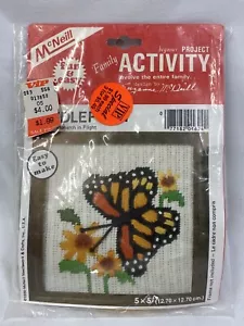 Vintage McNeill Needlework Craft Kit Sealed Package Butterfly Flowers - Picture 1 of 2