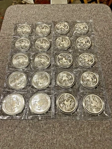 TWENTY 1989 CHINESE CHINA PANDA 1OZ. SILVER 10 YUAN COIN / DOUBLE MINT SEALED - Picture 1 of 11