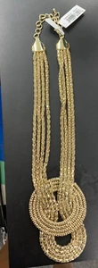 NWT Macy's knotted gold Necklace Statement Multistrand - Picture 1 of 4