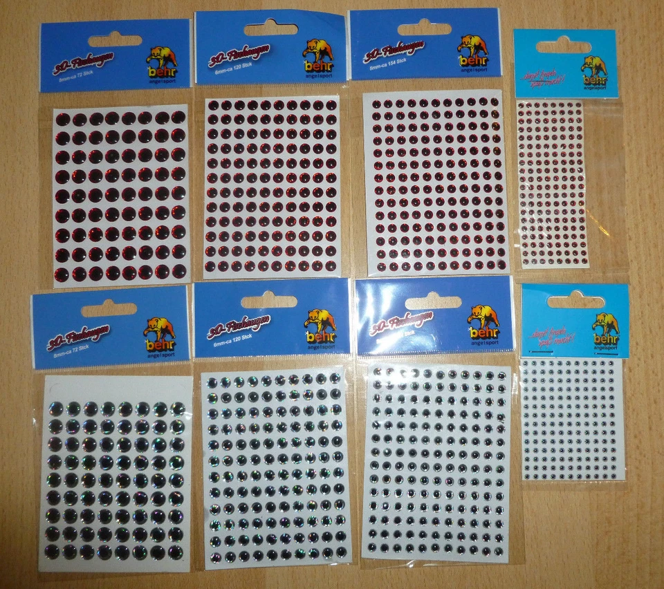 3 D Fischaugen - rot / weiss - 3 / 5 / 6 / 8 mm von Behr - Freie Auswahl - Neu - Bild 1 von 1