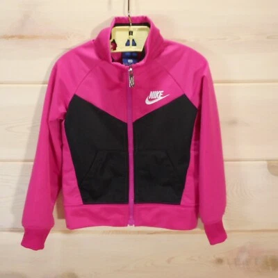 Jaqueta esportiva Nike Little Kids tamanho 4 XS rosa zíper completo mangas compridas rosa - Imagem 1 de 4