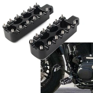 Black CNC Foot Pegs Rests Pedals For Harley Dyna Wide Glide FXDWG FXDB FXDL FXDF - Picture 1 of 8
