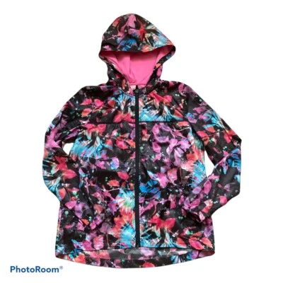 Cortavientos Nanette Lepore Talla Pequeña Negra Con Diseño Floral Rosa, Cremallera Frontal Foto 1 de 4