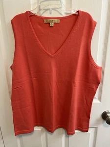 Motto 1X Sleeveless V Neck Sweater / Vest Orange Red Cotton Nylon Blend Preowned - Picture 1 of 9