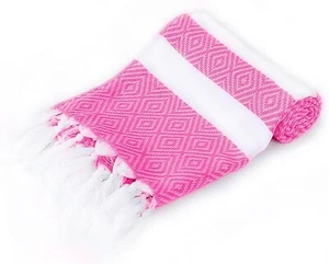 Achte türkisches Strandtuch (72x39) 100 % Baumwolle Handtuch Diamant gewebt, rosa - Bild 1 von 9