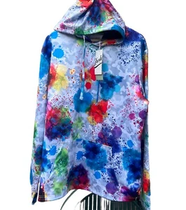 Unisex paint splatter rainbow pullover hoodie tie dye pullover hoodie graphic L - Picture 1 of 7