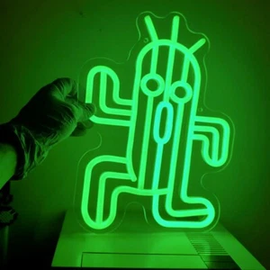 Cactuar Final Fantasy neón LED luz nocturna letrero de pared decoración de sala de videojuegos FF7 - Imagen 1 de 15