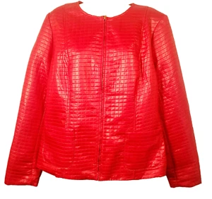 Valerie Stevens WOMEN'S XL Red Jacket Waist Zipper, Self Poly, Front pockets EUC - Picture 1 of 17