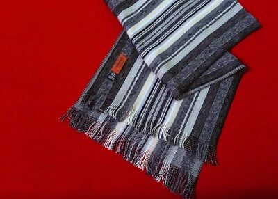 MISSONI Sciarpe Gris Mentol Rayas Mezcla Lana Bufanda Mantón Largo Hombres o Mujeres Foto 1 de 4