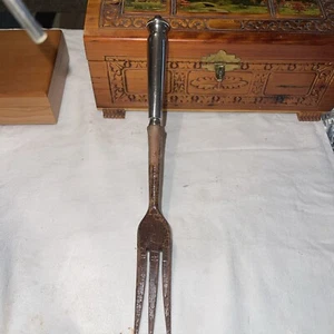 Vintage Wooden Sterling Silver .925 Serving Fork 11” AS-IS - Picture 1 of 11