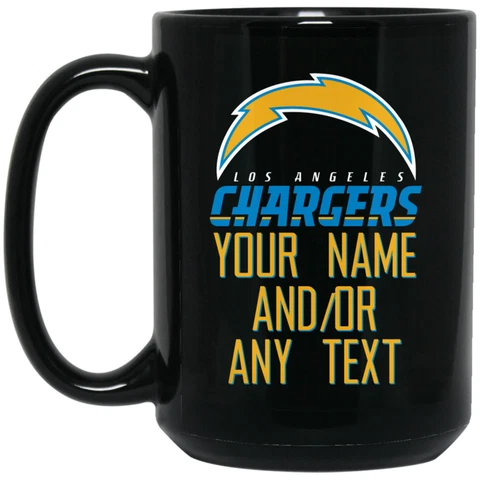 Custom Personalized Los Angeles Chargers Black 15 oz Ceramic Coffee Mug Cup Cover