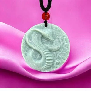 Collar colgante serpiente de jade joyería hombre regalos para mujer cobras verde natural - Imagen 1 de 6