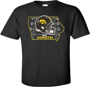 Iowa Fußballhelm im Bundesstaat Iowa - Iowa Hawkeyes schwarzes T-Shirt - Bild 1 von 9
