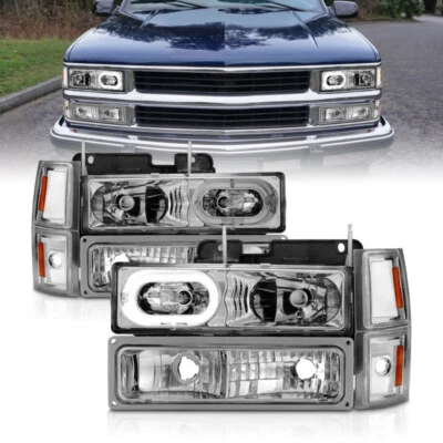 ANZO Crystal Headlights Chrome Housing w/ Signal and Side for 88-98 Chevy C1500 - Image 1 of 4