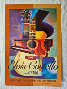Póster de concierto de Elvis Castello & Steve Nieve 1996, Fillmore F222, 19" x 13" - Imagen 1 de 5