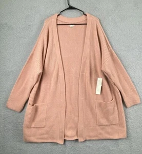 Goodthreads Cardigan Womens 2XL Peach Open Long Pockets Wool Blend Sweater - Picture 1 of 11