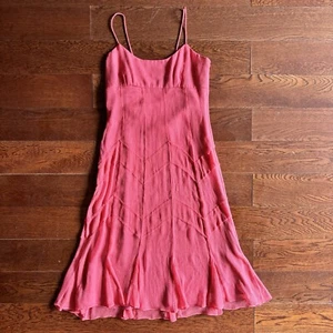 Vtg Y2K Fairy Midi Dress Silk Women’s Sz 8 Pink Chiffon Ruffles Faieycore Dainty - Picture 1 of 14