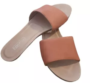 Hari Mari Natural Tan Slide Sandal Flats 9 Softer Leather Brown Memory Foam - Picture 1 of 11