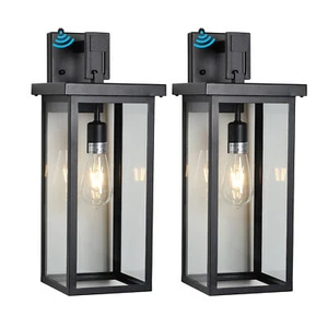 20" 2 Pack Modern Black Outdoor Wall Light Dusk to Dawn Sconces Porch Fixture UL - Picture 1 of 12