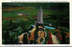 Cartolina d'epoca Colorado Springs CO Will Rogers Santuario del Sole anni '40 in lino - Foto 1 di 2