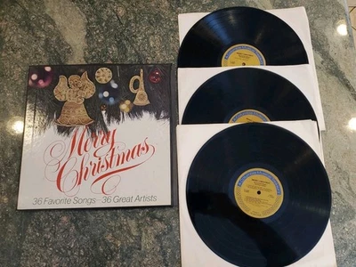 Merry Christmas 36 Favorite Songs Great Artists 3 LP Set Dean Martin Gene Autry Foto 1 de 4