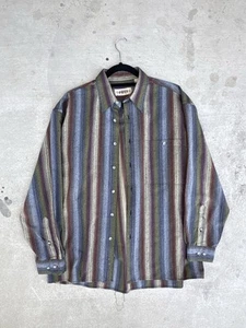 Campia Vintage Loose Pin Striped Long Sleeve Shirt  Large Earthy Colors abstract - Picture 1 of 2